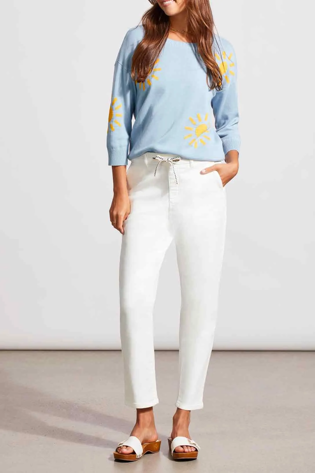 Audrey Drawcord Jogger in White - FINAL SALE