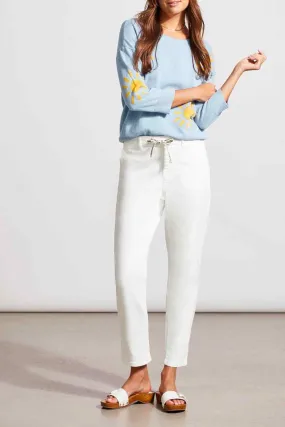 Audrey Drawcord Jogger in White - FINAL SALE