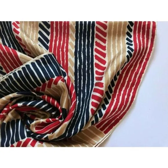 Balenciaga Blue Tan Red White Tribal Silk Scarf