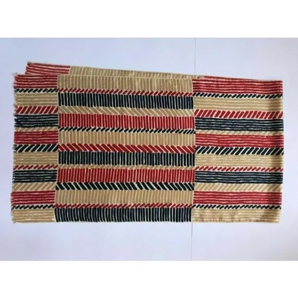 Balenciaga Blue Tan Red White Tribal Silk Scarf
