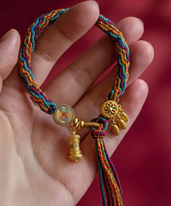 Beautiful Rainbow Alloy Floral Tassel Chain Bracelet ML0251