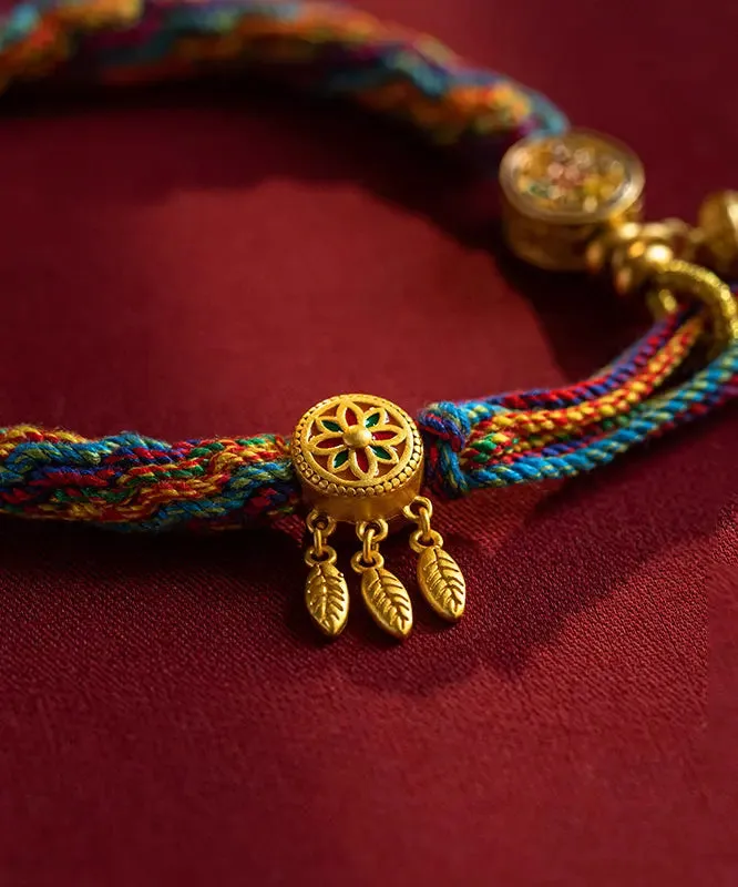 Beautiful Rainbow Alloy Floral Tassel Chain Bracelet ML0251