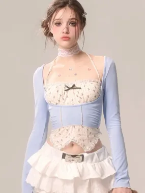 Blue Tops Two Sister Faux Waist Piece