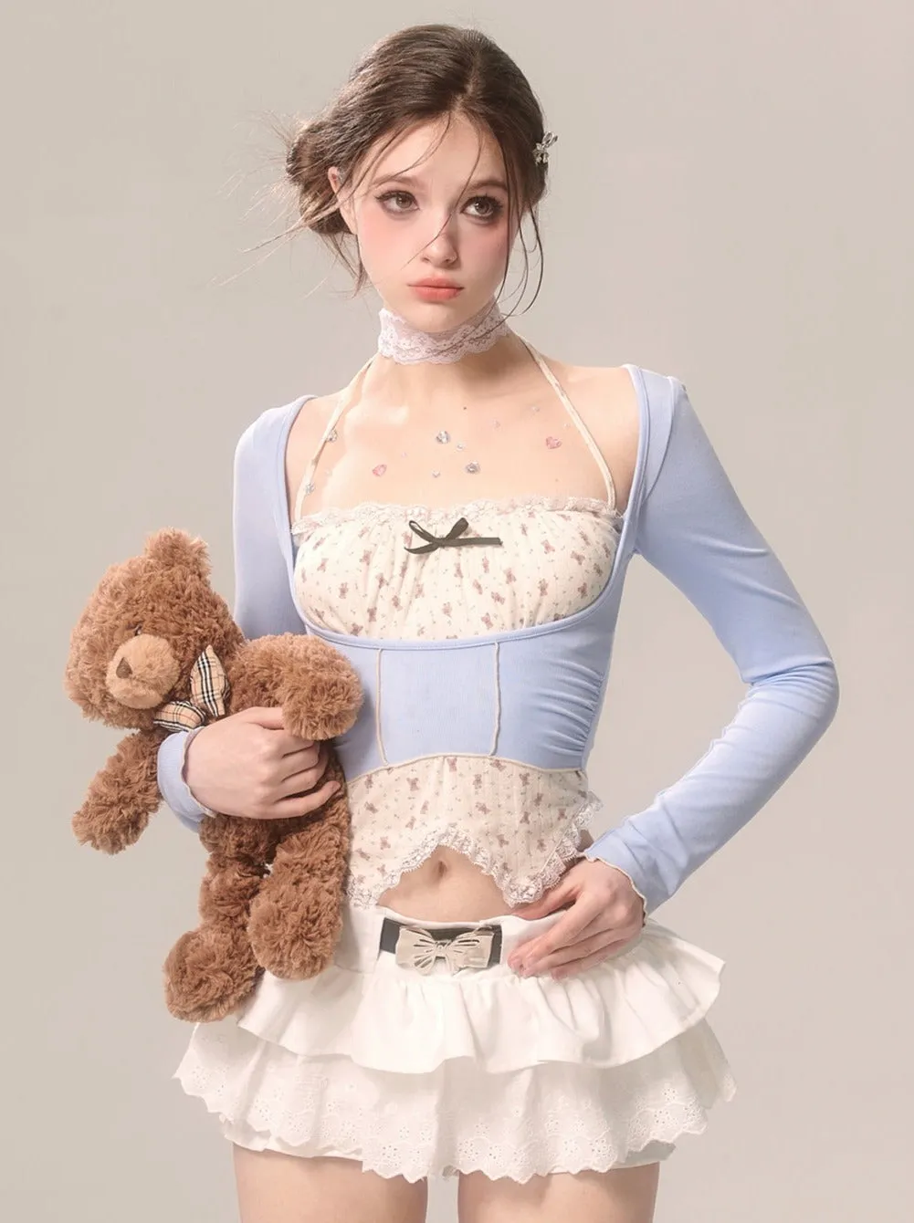 Blue Tops Two Sister Faux Waist Piece