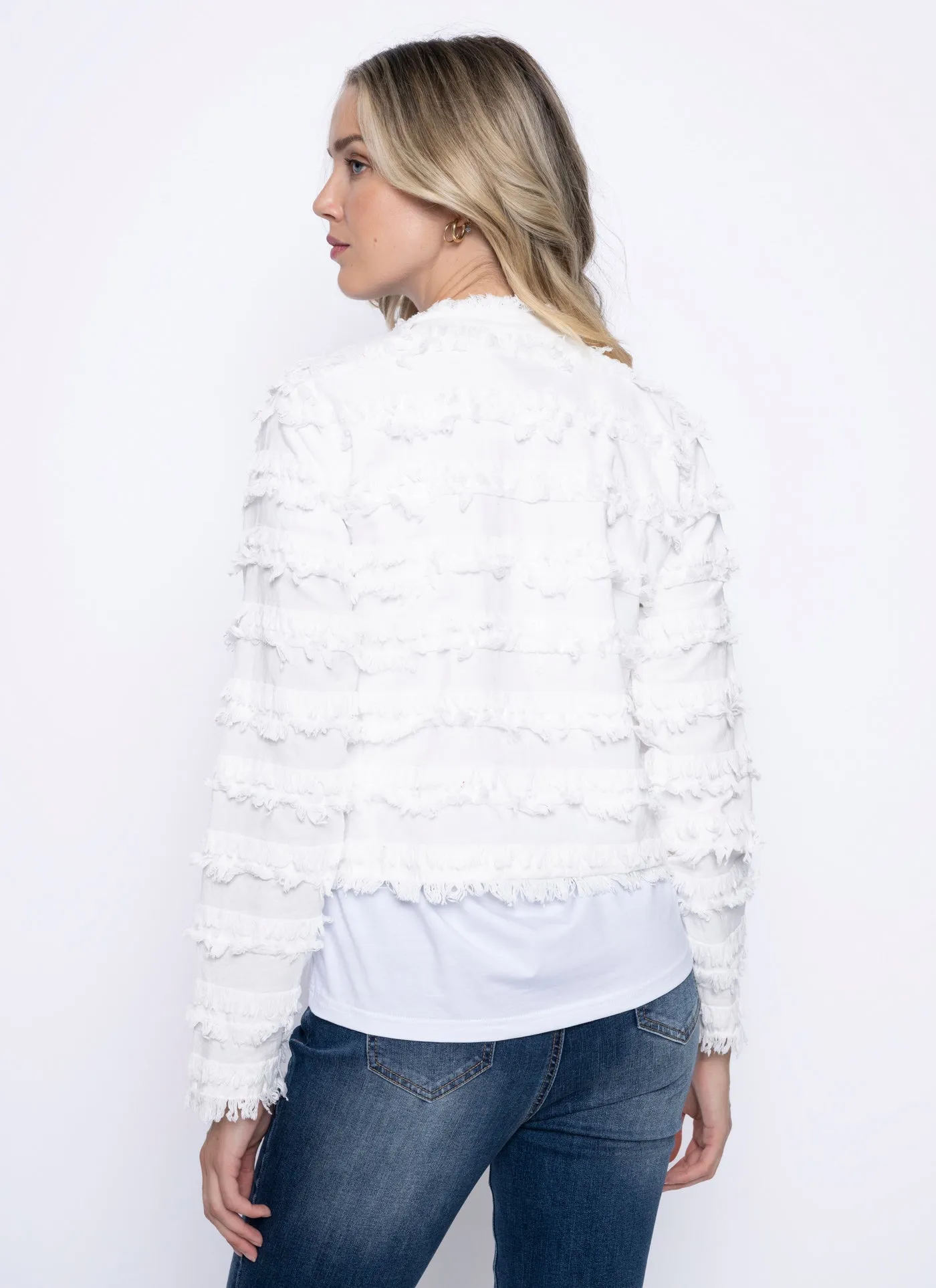 Collarless Fringed Jacket