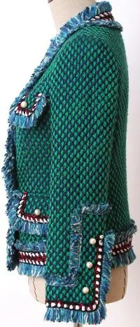 Contrast Fringed Tweed Jacket