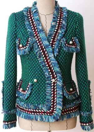 Contrast Fringed Tweed Jacket