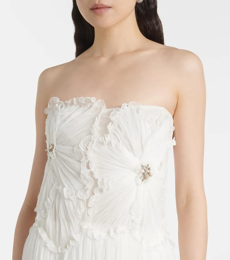 Costarellos Adamaris embellished floral strapless gown