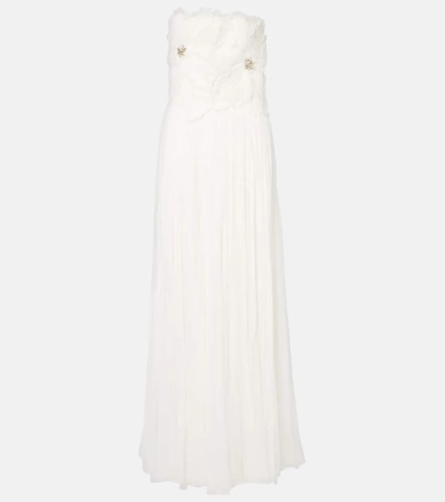 Costarellos Adamaris embellished floral strapless gown