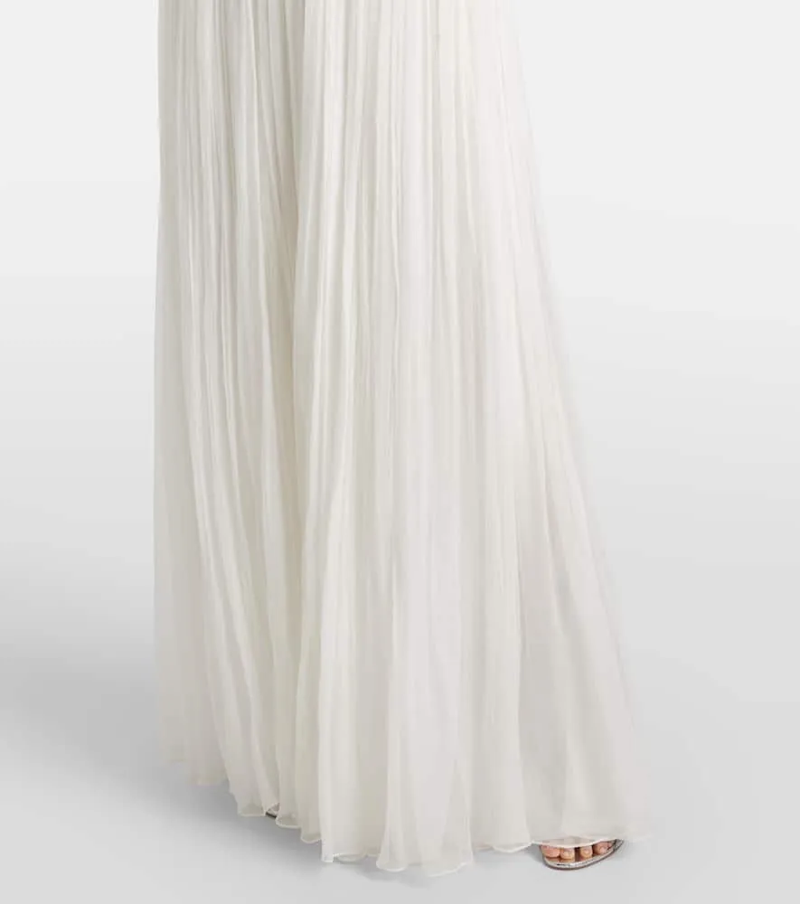 Costarellos Adamaris embellished floral strapless gown