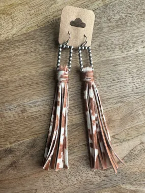 Cow Hide Fringed Earrings