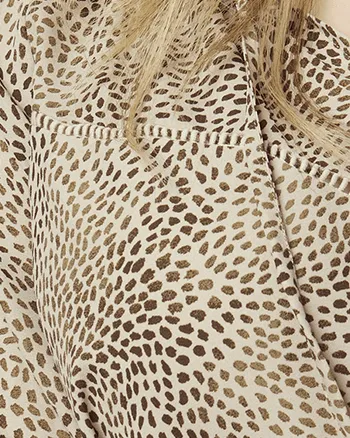 Danina Tie Neck Blouse | Tan / Black