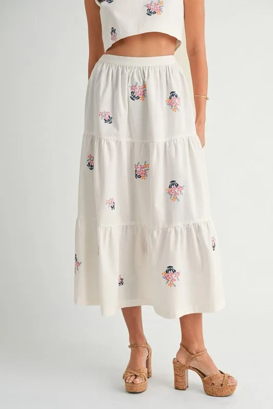 EMBROIDERED CROP TOP AND MIDI SKIRT SET