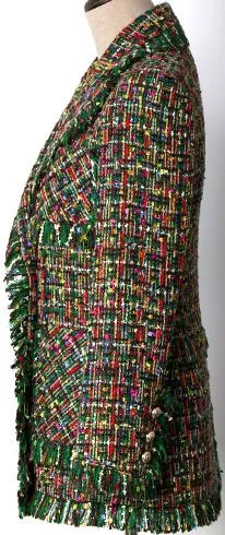 Fringed Multi Colored Tweed Jacket