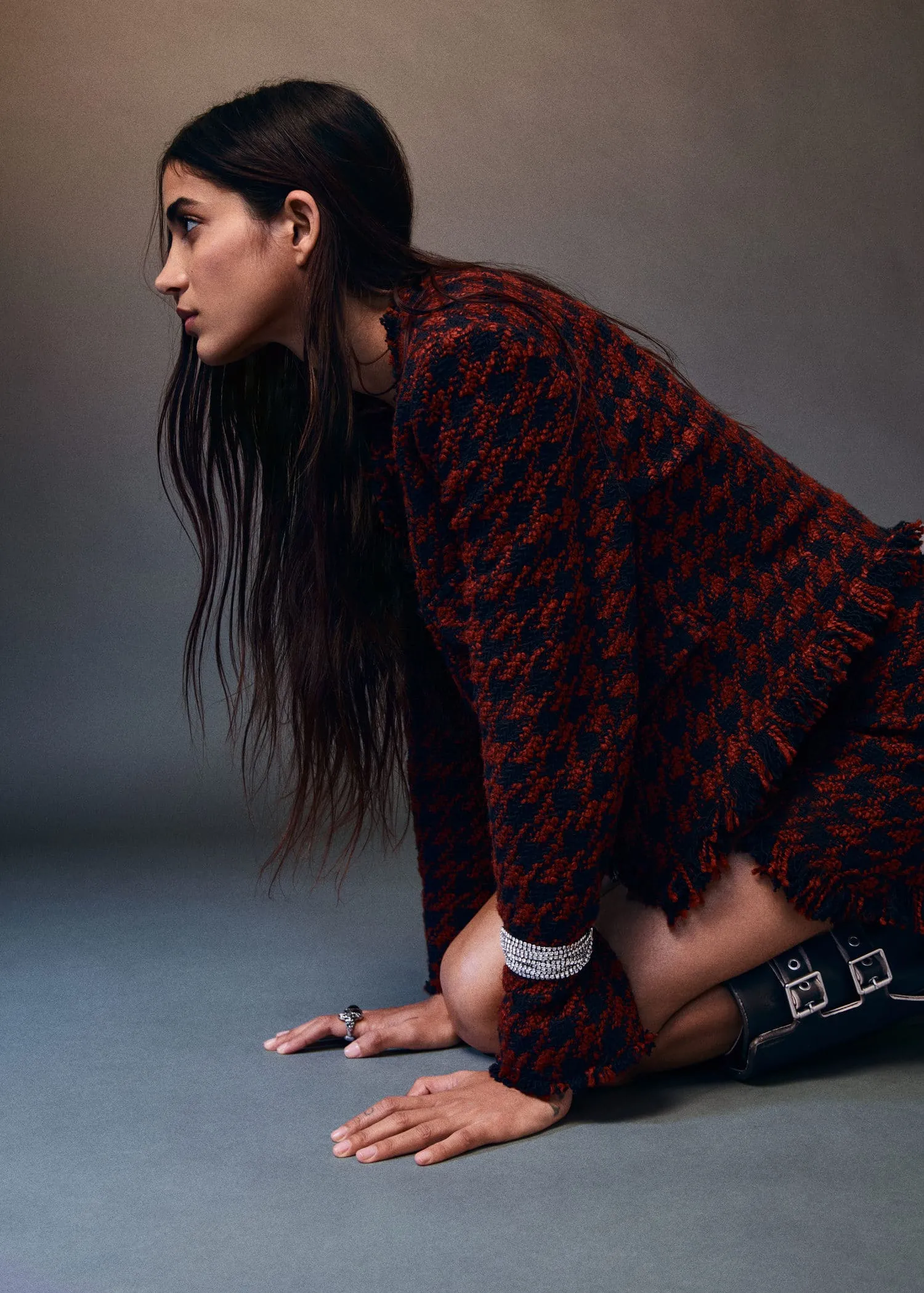 Fringed tweed jacket