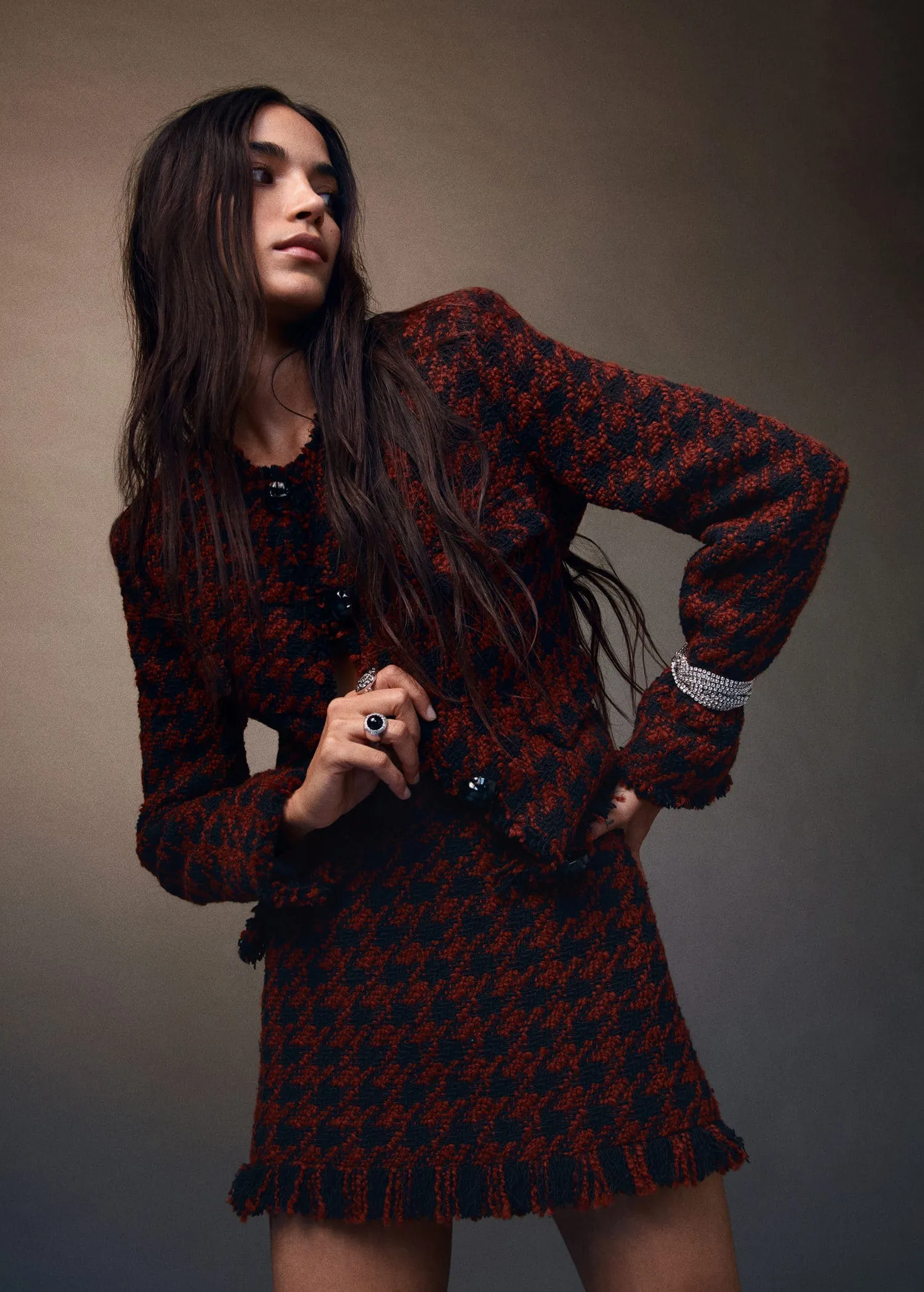 Fringed tweed jacket