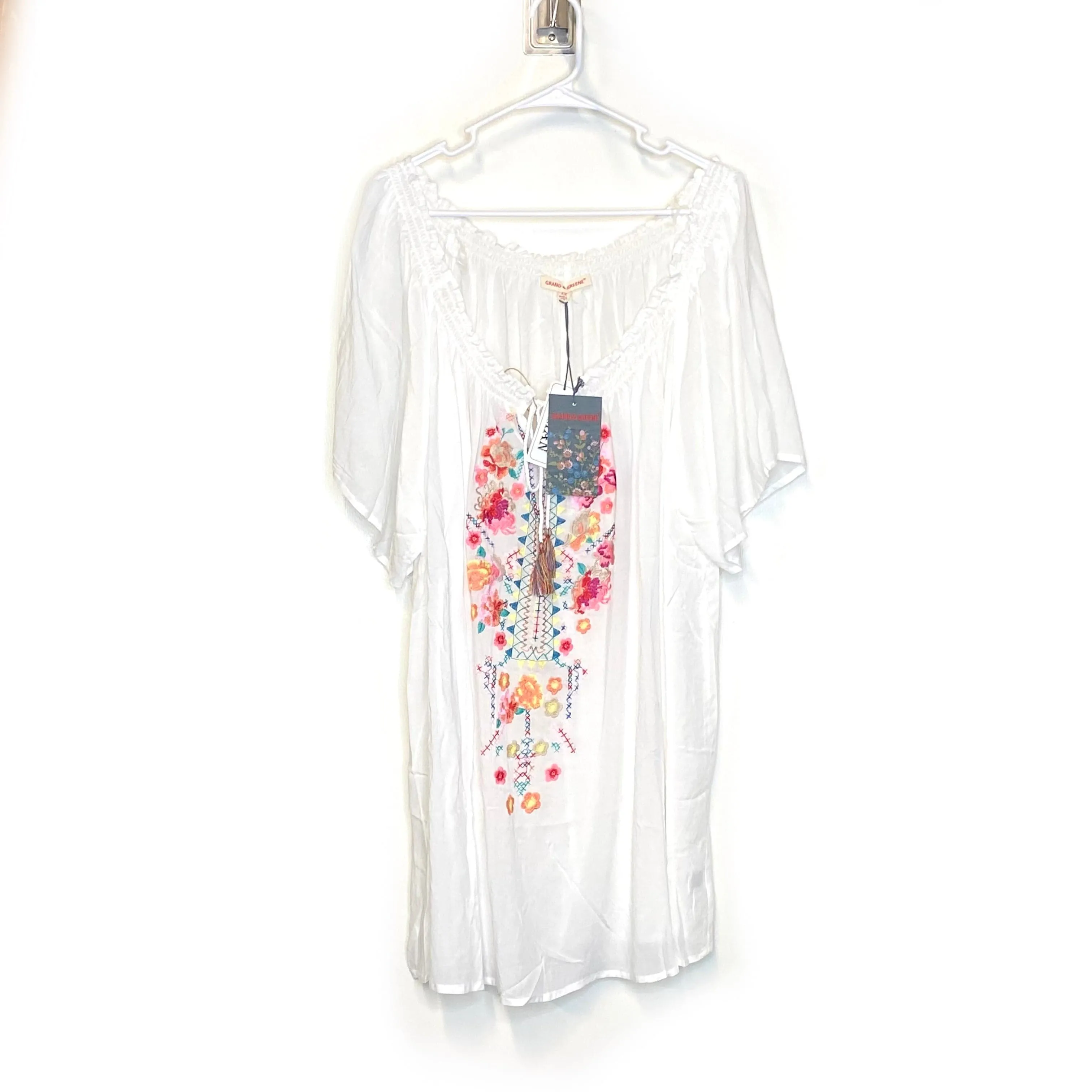 Grand & Greene Womens Size 3X White Floral Blouse Top NWT