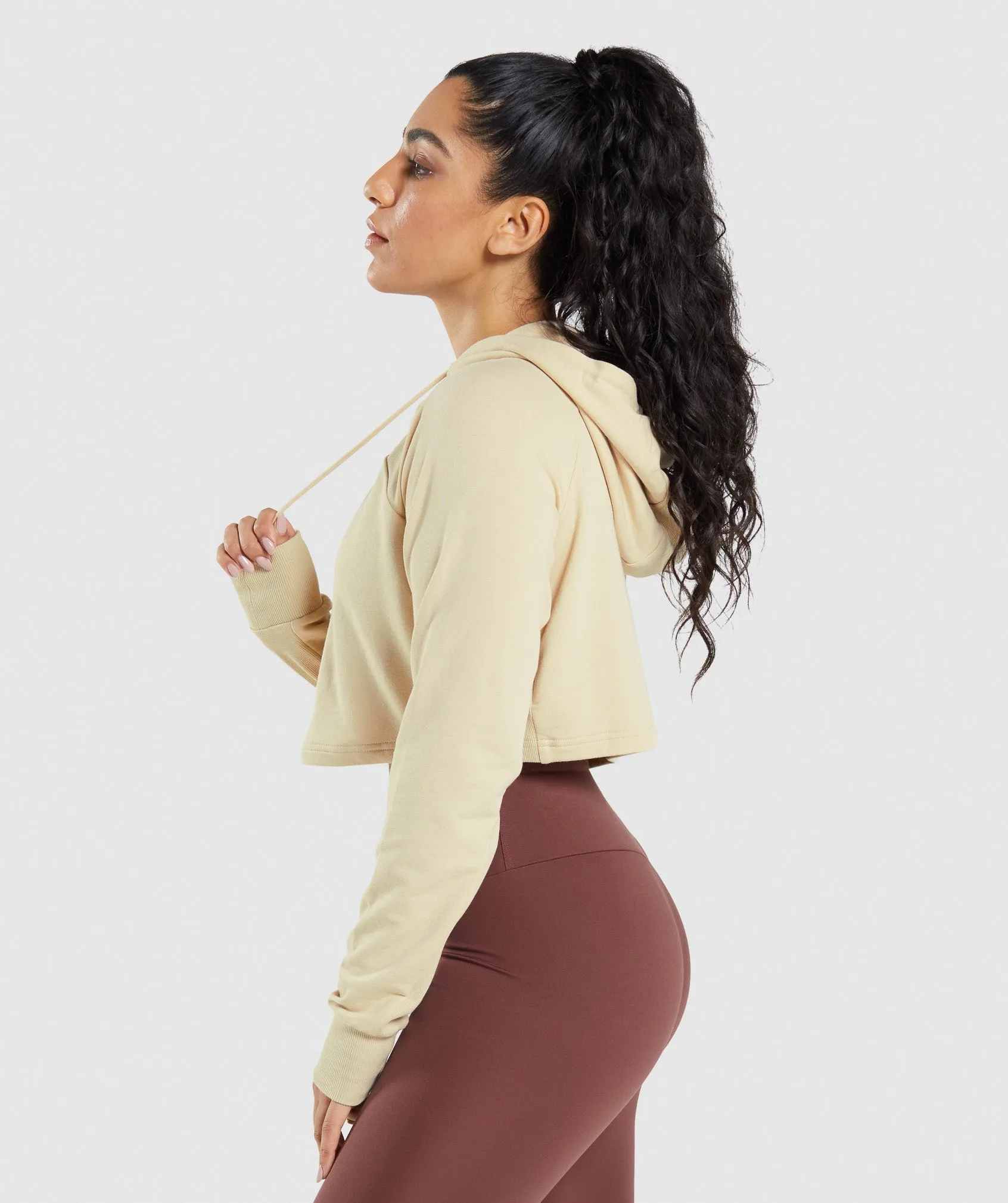 Gymshark Training Cropped Hoodie - Vanilla Brown