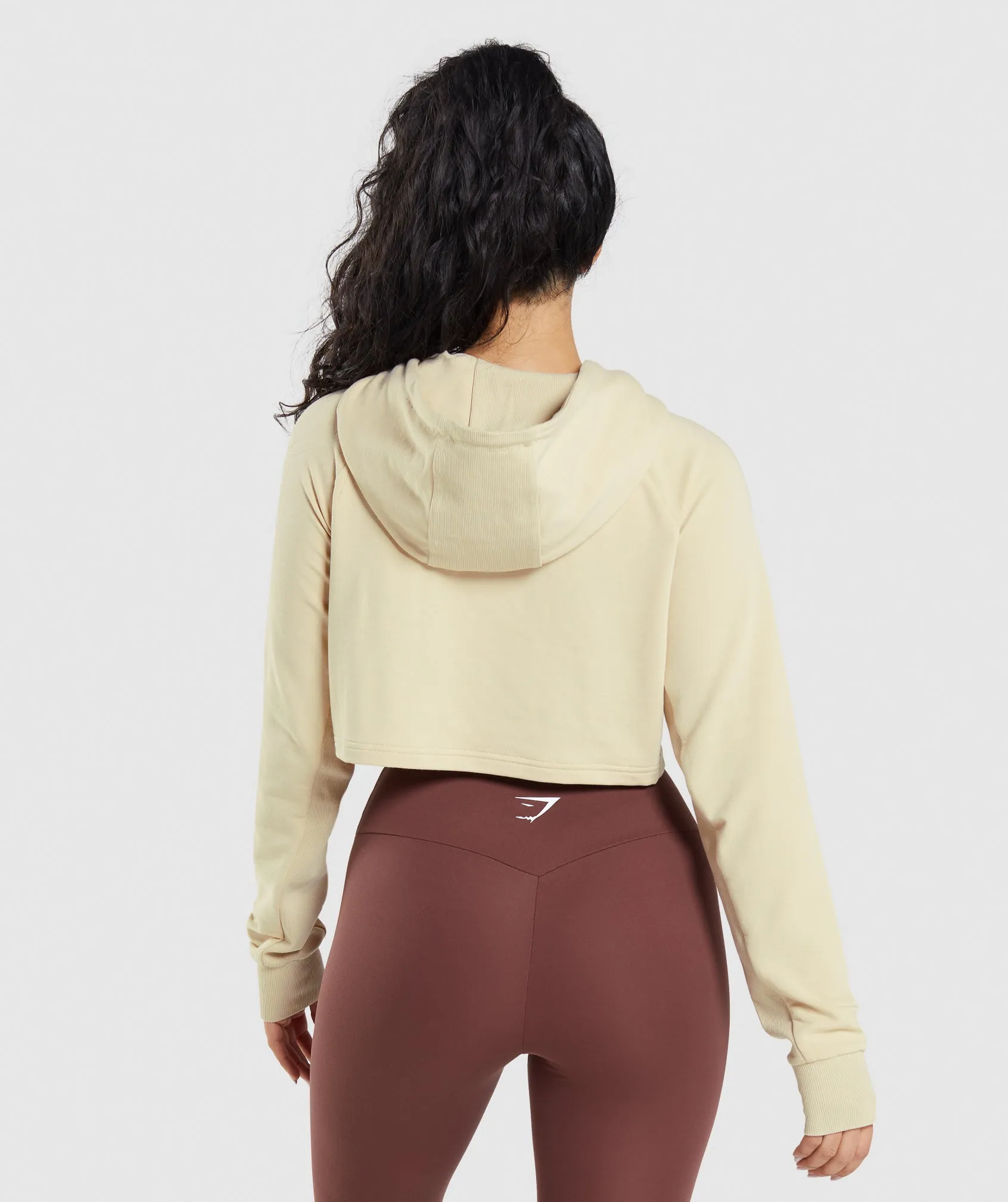 Gymshark Training Cropped Hoodie - Vanilla Brown