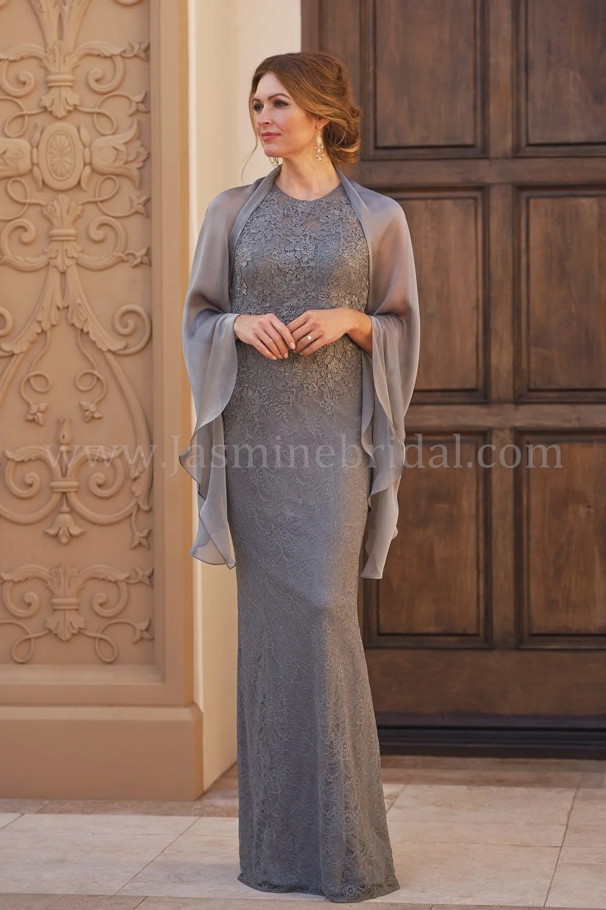 Jade Couture K208060 Allover Lace Gown with Jewel Neckline