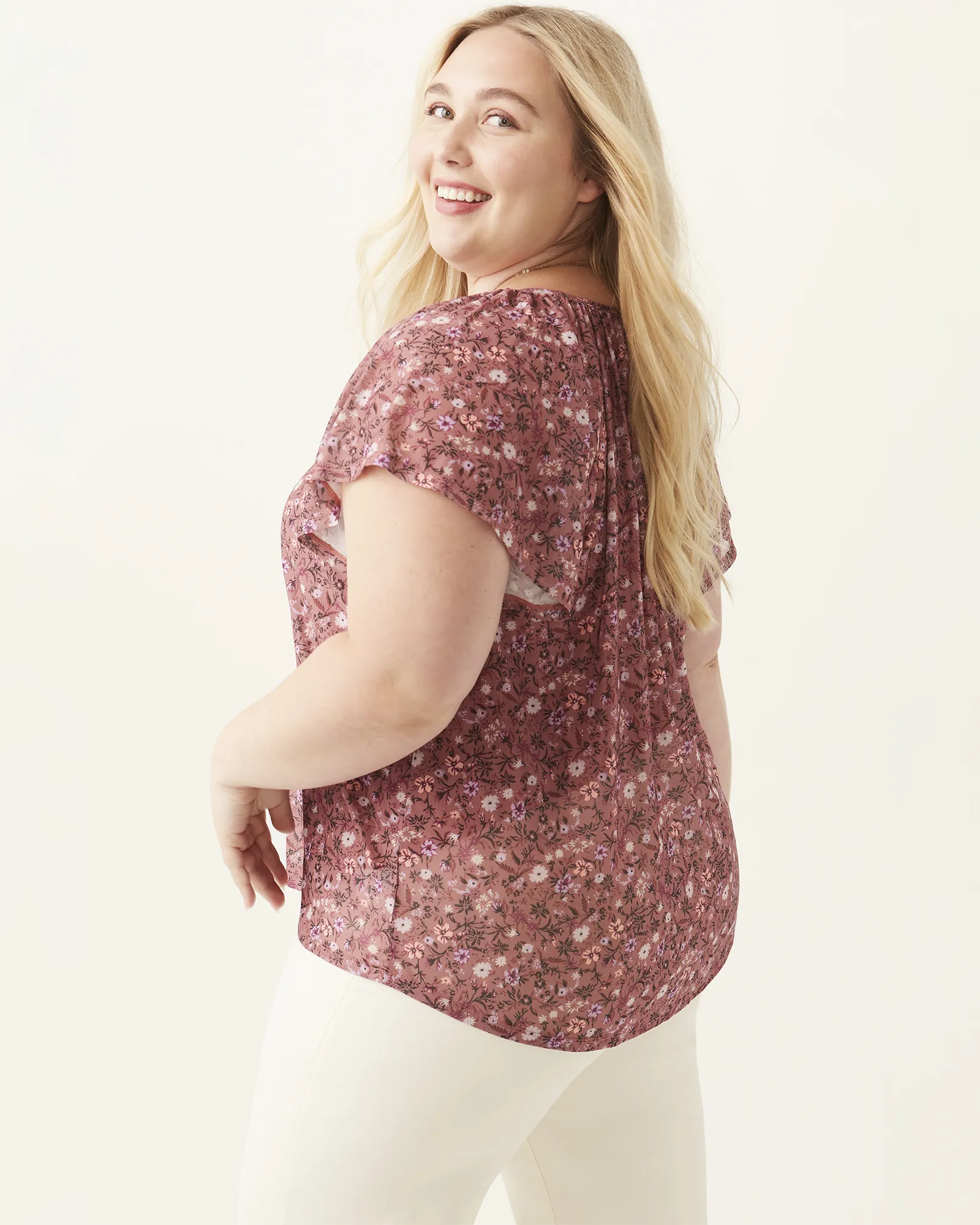 Lana Tassle Peasant Top | Mauve / Ivory
