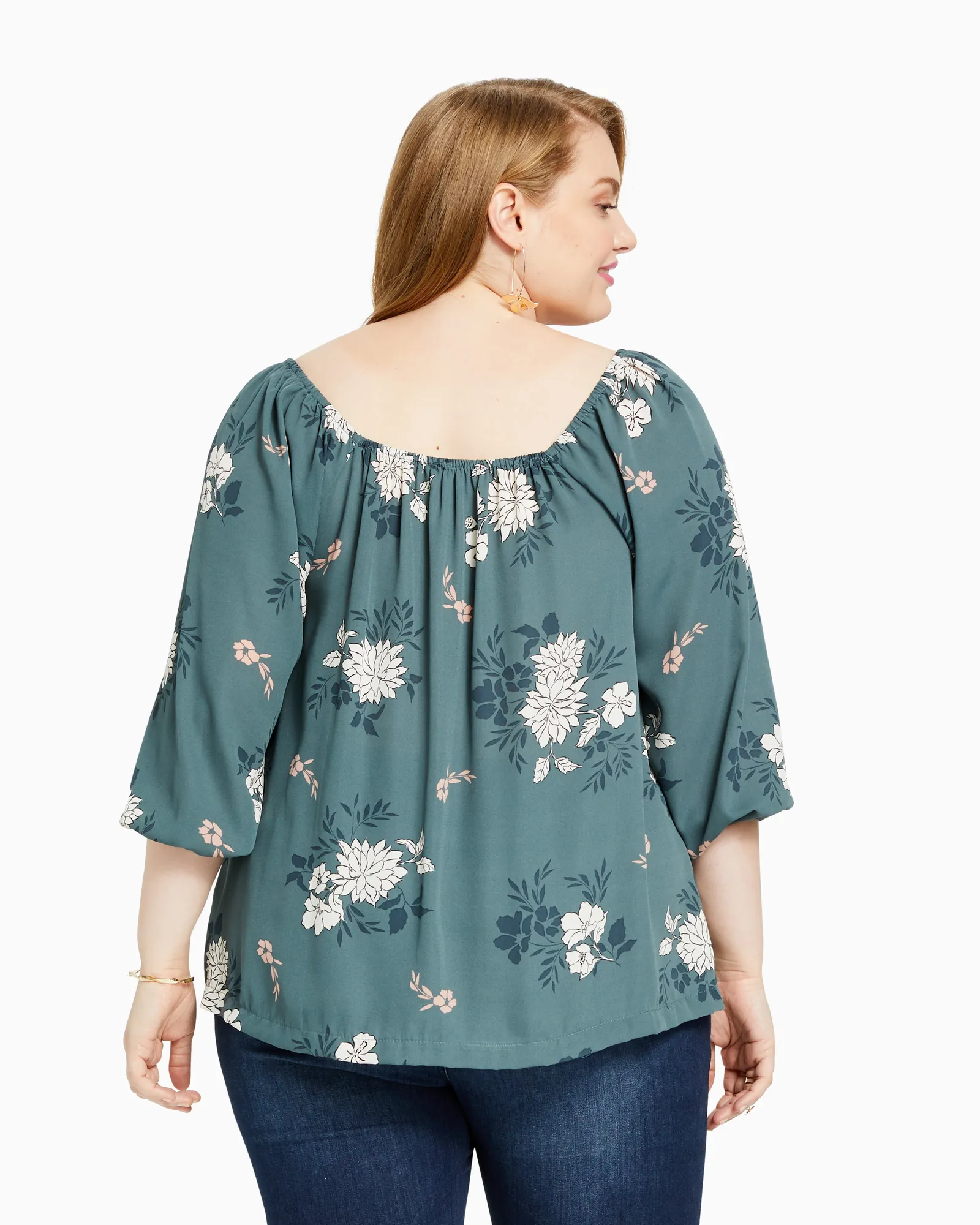 Marisela Peasant Blouse | Olive Green / White