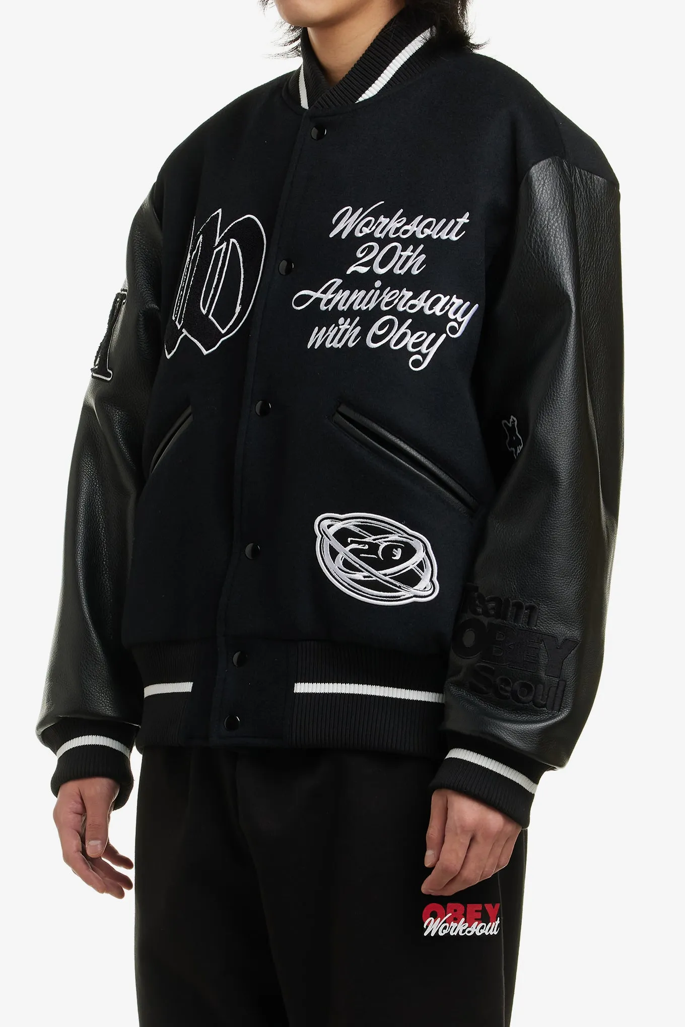 OBEY X WORKSOUT 20TH VARSITY JACKET