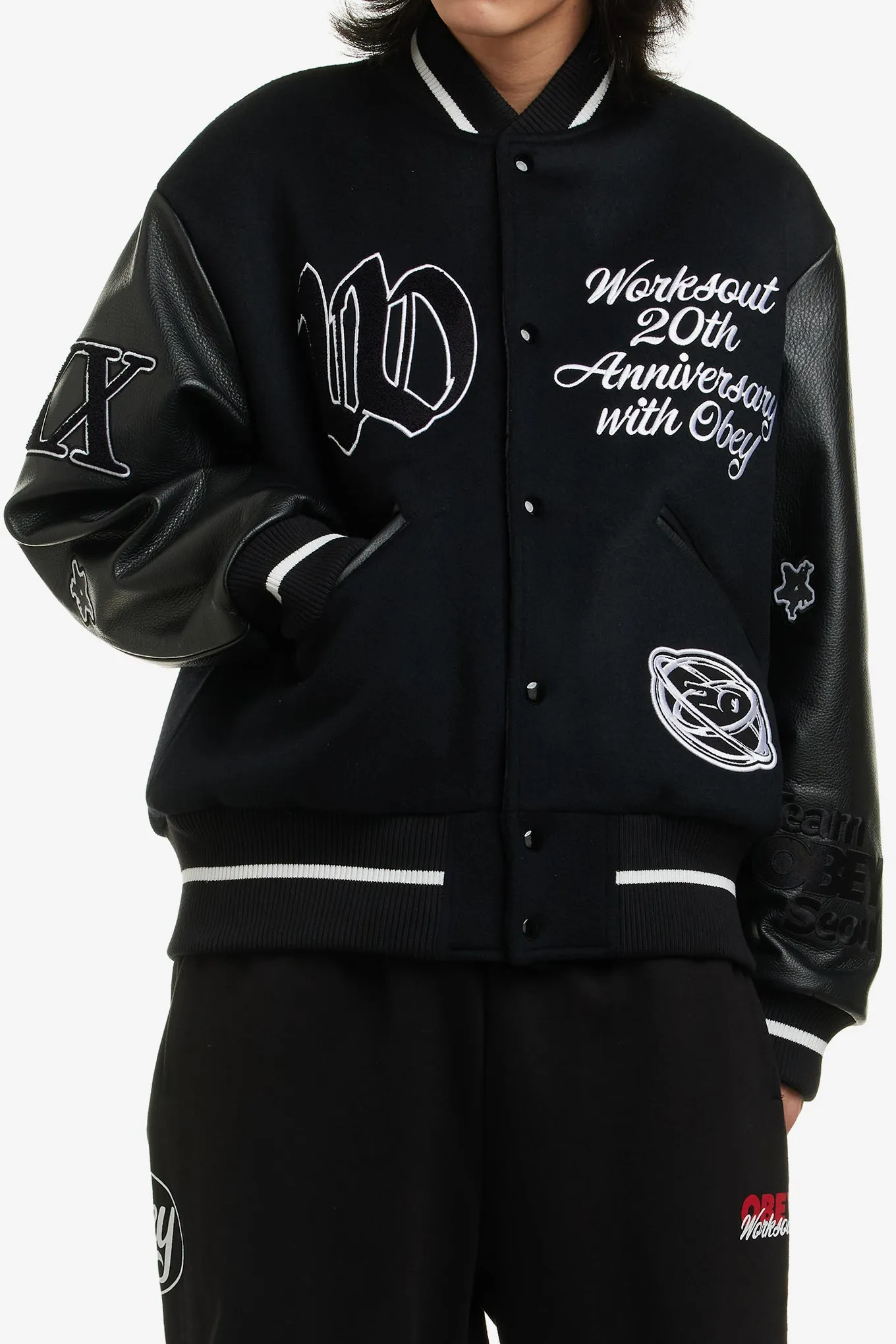 OBEY X WORKSOUT 20TH VARSITY JACKET