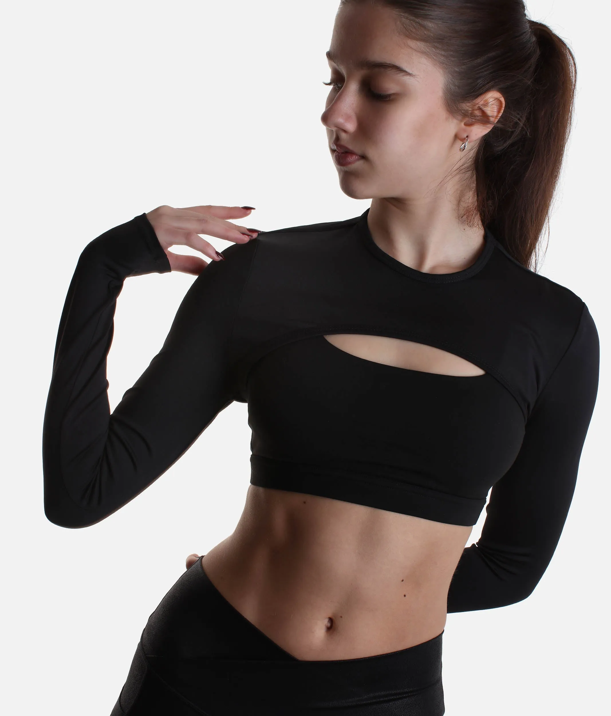 Performance Shrug, Curved Hem and Crew Neck Design - 12141W