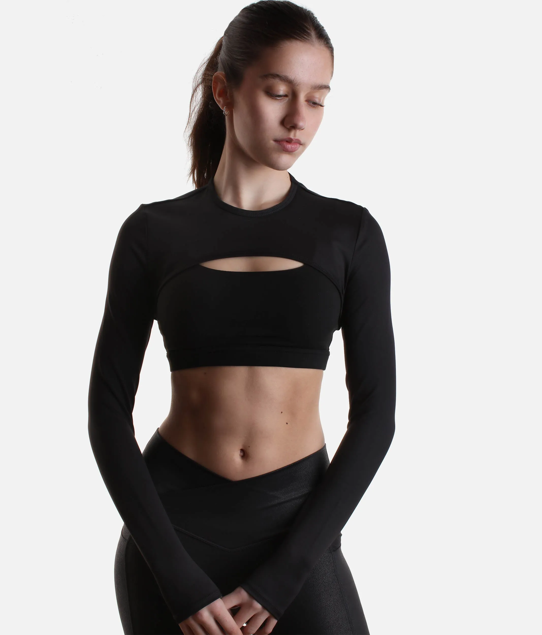 Performance Shrug, Curved Hem and Crew Neck Design - 12141W