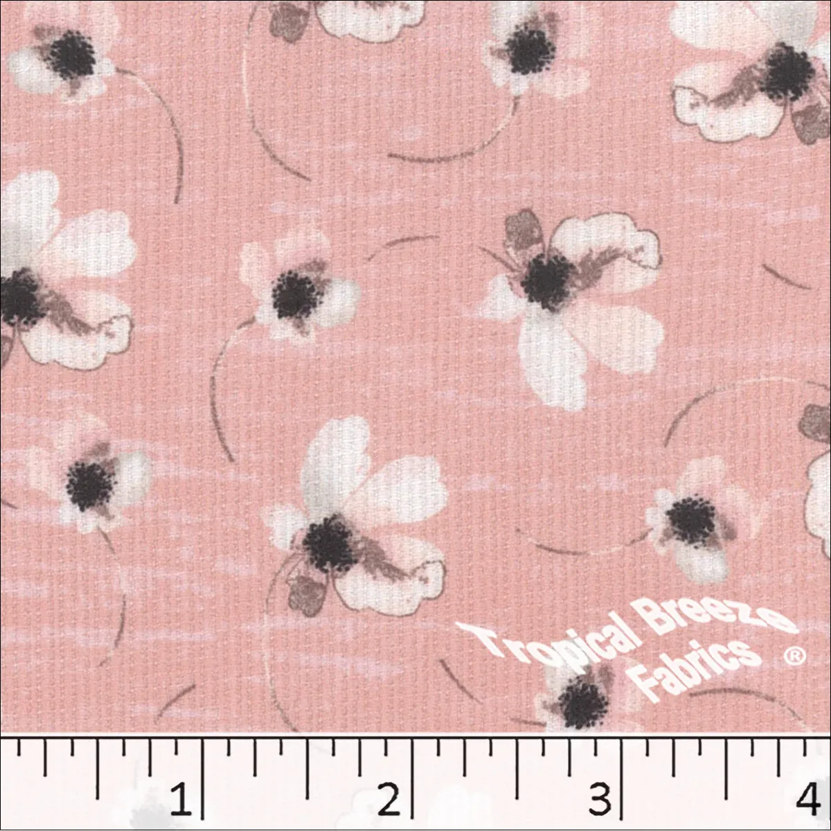 Pick Stripe Floral Print Polyester Fabric 042512