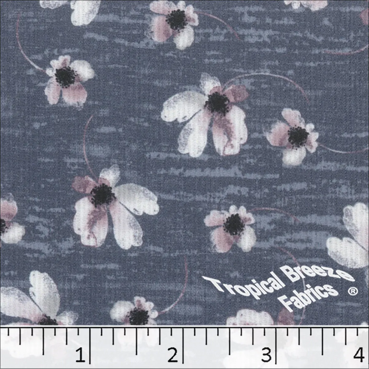 Pick Stripe Floral Print Polyester Fabric 042512
