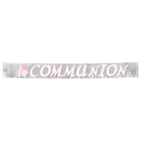 Pink Glitter Fringed Communion Banner