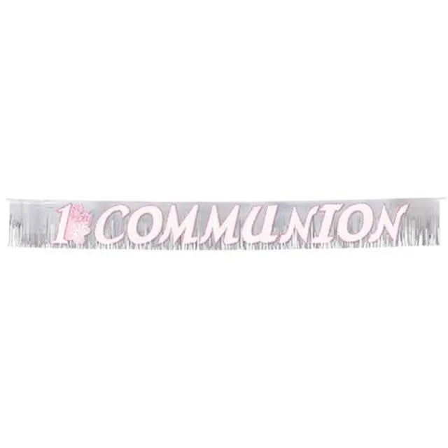 Pink Glitter Fringed Communion Banner