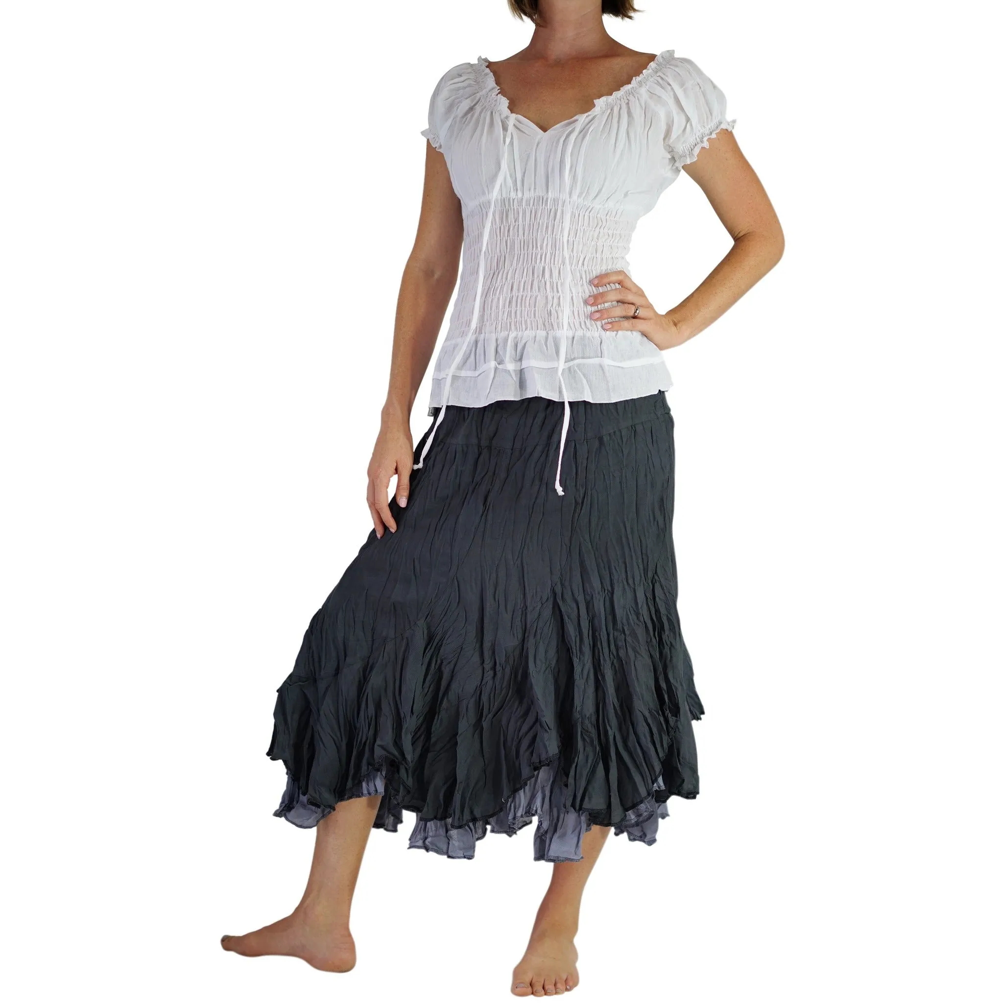 'SS Peasant Blouse' , Chemise - White