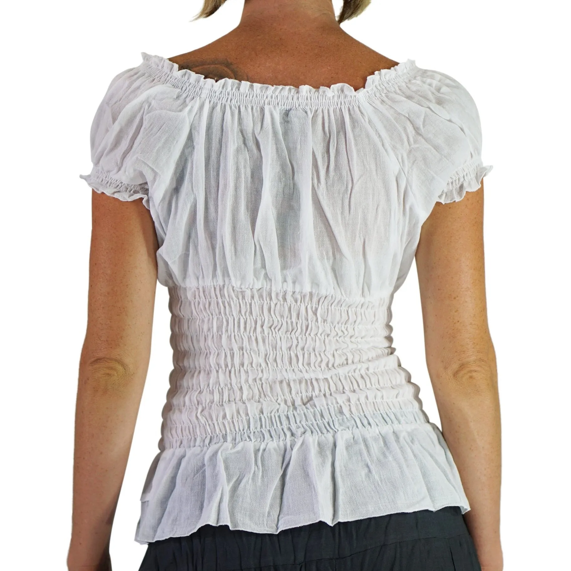 'SS Peasant Blouse' , Chemise - White