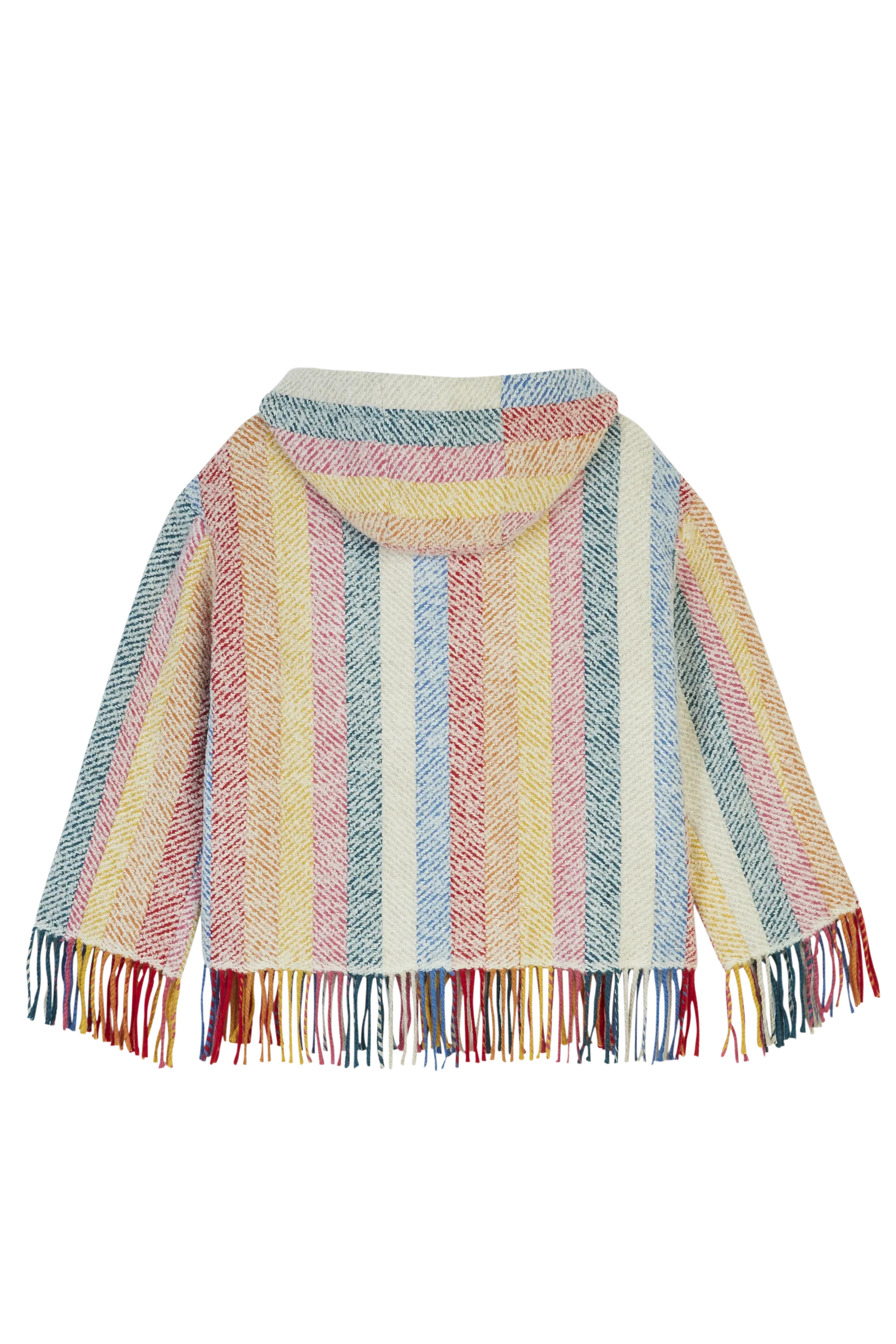Stripe Blanket Fringe Hooded Jacket