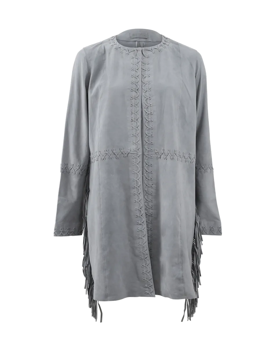 Suede Fringe Coat