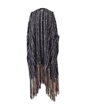 Tweed Fringe Poncho