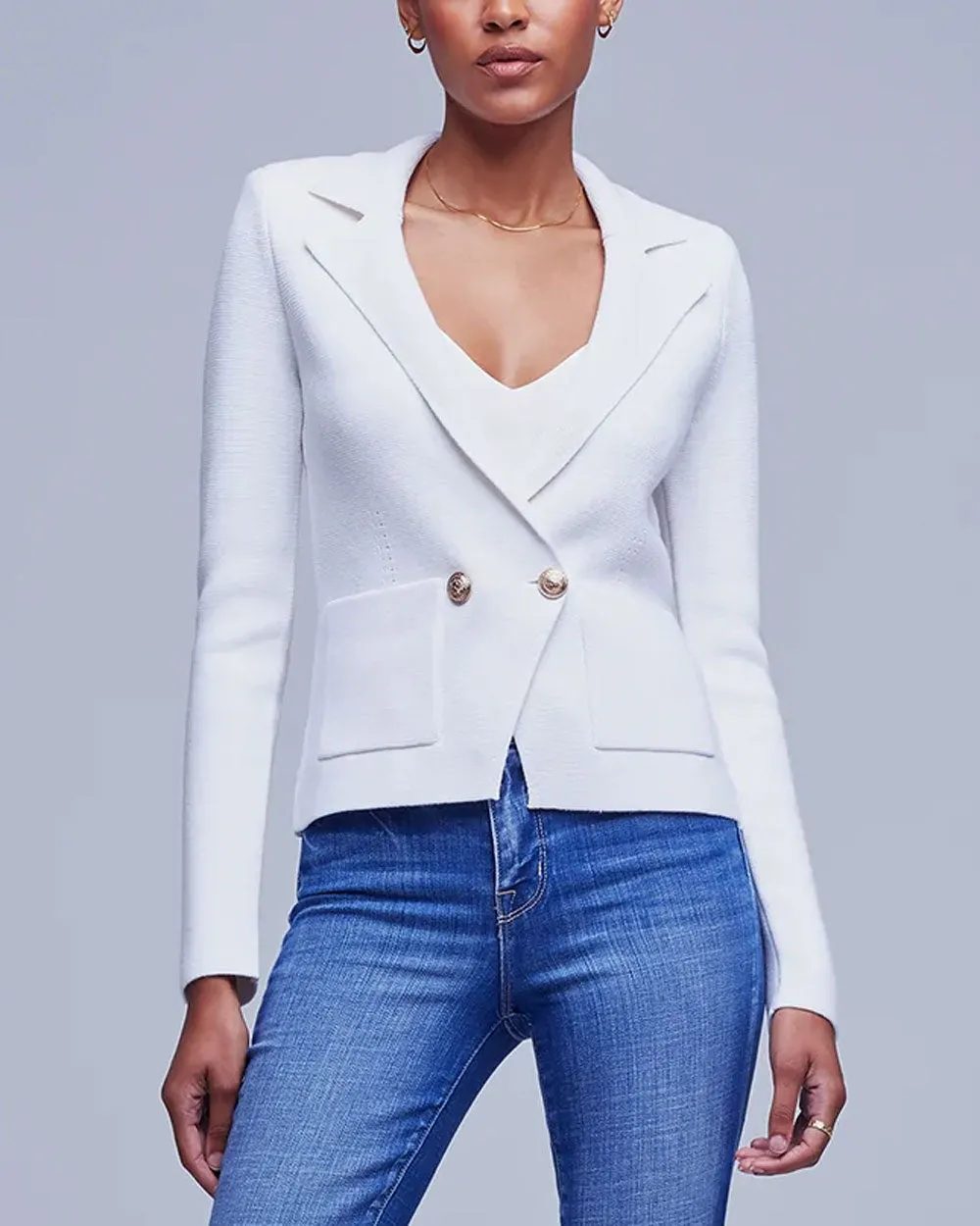 White Sofia Knit Blazer