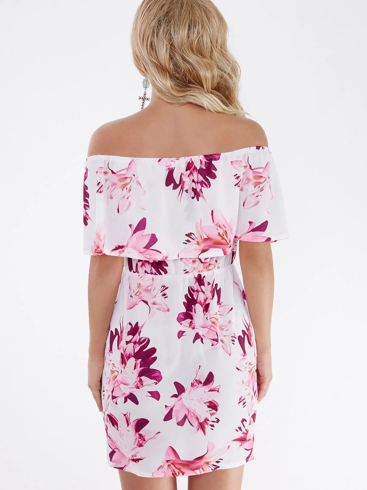 Wholesale Floral Print Tiered Slit Hem Dresses