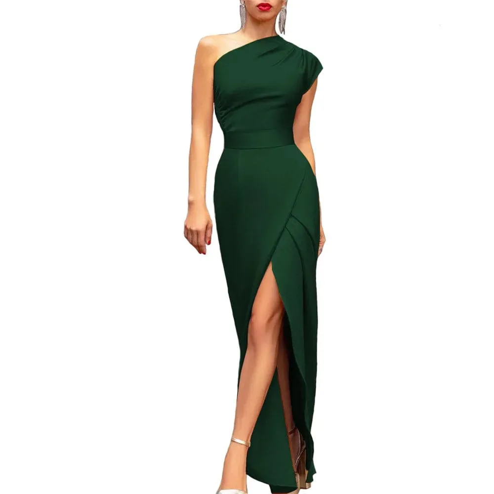 Woman Gala Dresses Sexy One Shoulder Formal  Cocktail Coquette Front Slit Prom Dress
