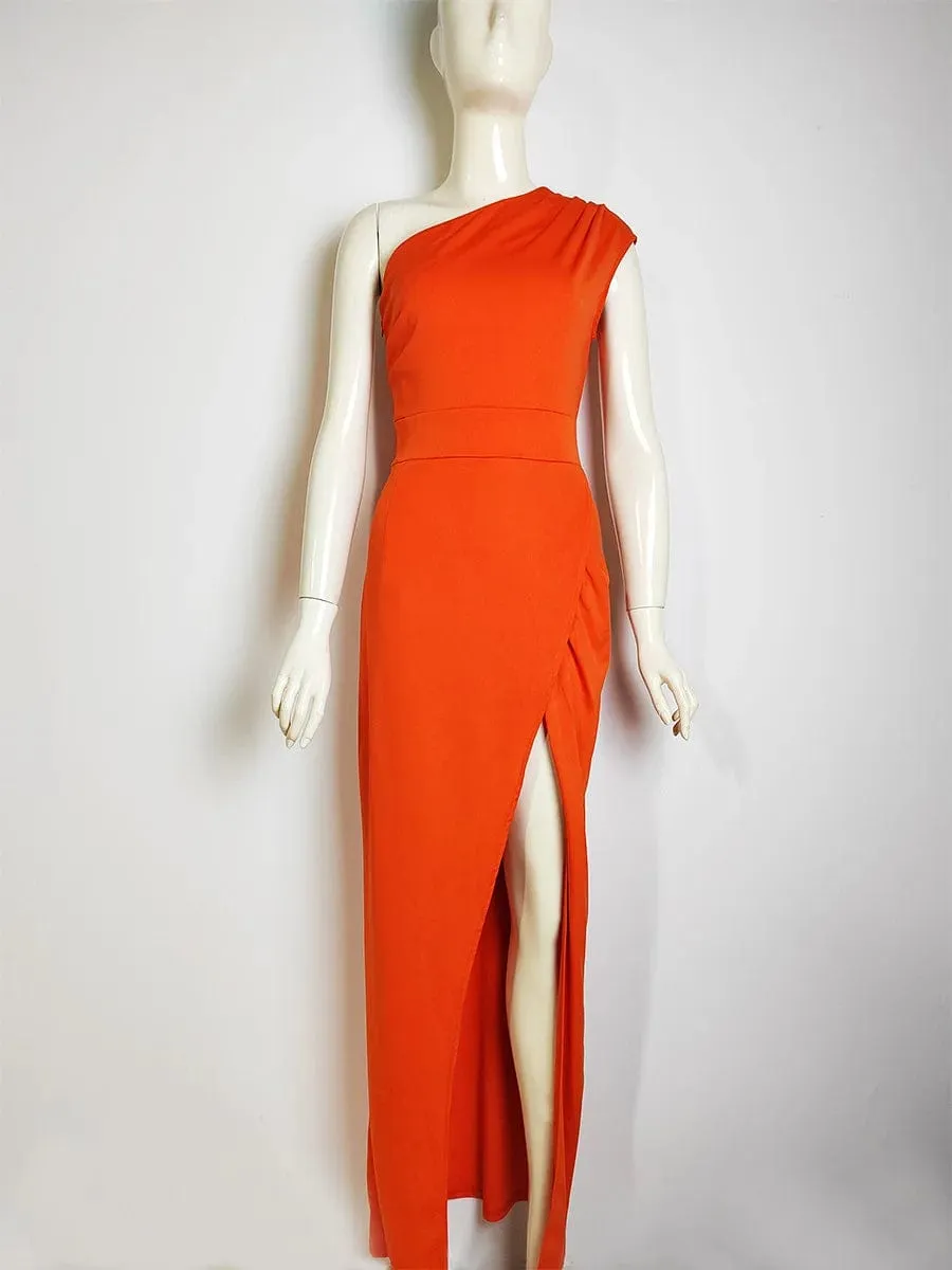 Woman Gala Dresses Sexy One Shoulder Formal  Cocktail Coquette Front Slit Prom Dress