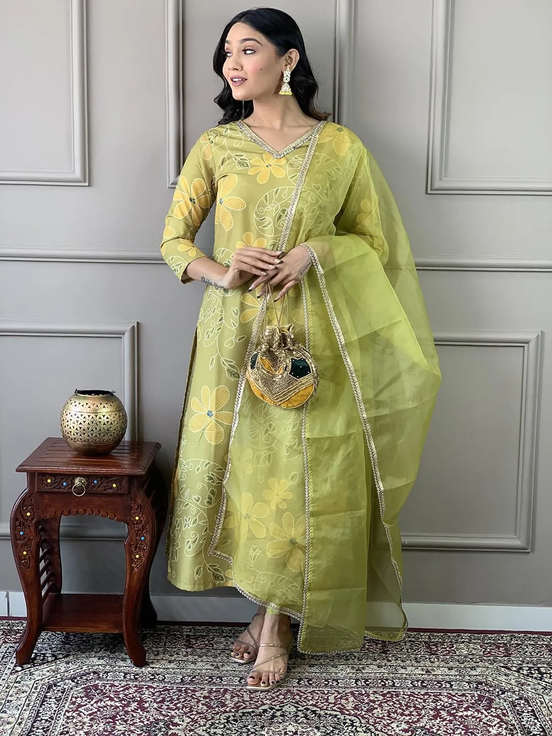 Women's Designer Party Wear Pure Soft Heavy Muslin Silk Salwar Suite