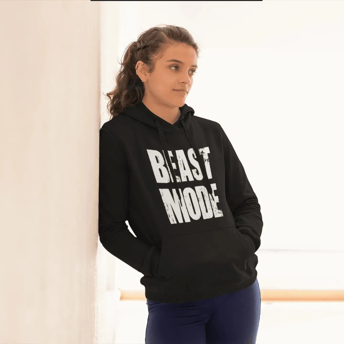 Workout Hoodie Beast Mode Midweight Blended Cotton Unisex Pullover